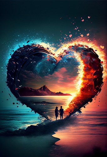 Love heart couple beach sunset - heart,