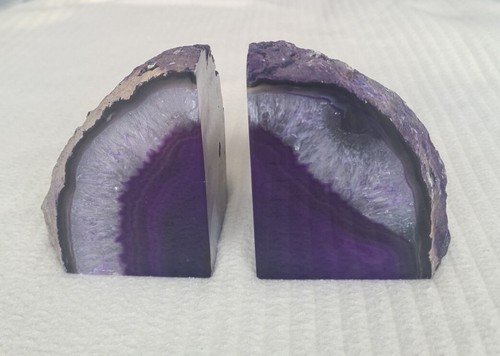 Purple agate crystal bookends - agate,