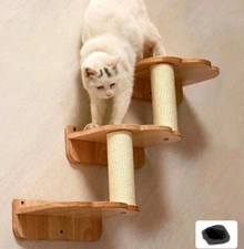 3-Tier Wooden Cat Wall Steps Ladder for Climbing and Perching Furniture