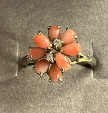 Vintage Coral and Gemstone Ring 18K HGE
