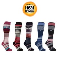 Women's Ski Socks 2.3 TOG Thermal Warm Long Striped 1 Pair SOCKSHOP Heat Holders