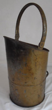 Large Vintage Metal Coal Scuttle Kindling Log Bucket Scoop With Patina
