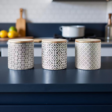 Set of 3 Tea Sugar and Coffee Storage Canister Jars