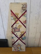 61x18cm Hand Crafted Fabric Notice Memo Pin Notice Board - Teddy Design 