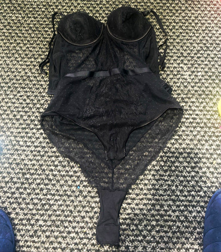 Black lace bodysuit - black,