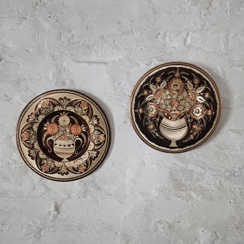 Pair vintage enamel etched - pair,
