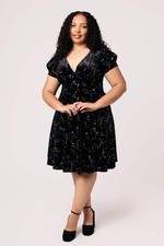 Cosmic Dust Dress Hell Bunny xl-6xl 16-26 vintage 50s black velvet glitter xmas