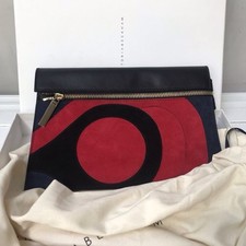 Victoria Beckham Bag Clutch Pouch Leather Suede Red Black Navy Small