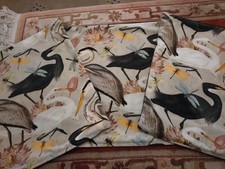 3 x Heron & Dragonfly Cushion Cover Printed Italian Velvet Fabric 17" x 17" VGC