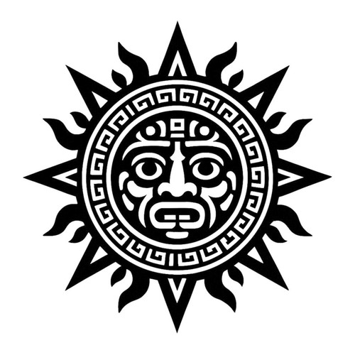 Aztec sun decal tribal - tribal, face