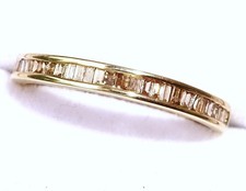 9ct Gold & 0.25ct Baguette Cut Champagne Diamond Channel Set Ring, Size S