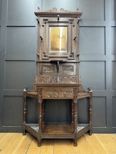 Antique oak hallway coat - antique,