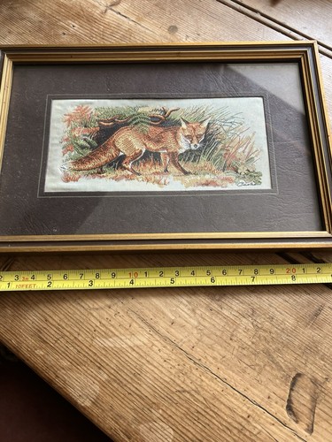 Red fox vintage woven picture - fox,