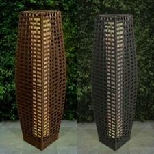 Solar Rattan Effect 69cm LED Light Outdoor Garden Patio Floor Lamp Lanterns New
