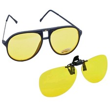Night Driving Glasses x2 Clip On Anti Glare Day Yellow Women Men Sunglasses UK
