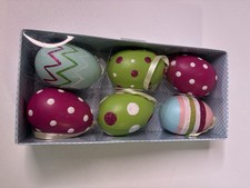 NBC Trading Co Set 6 Easter Eggs Ornaments Multi Colors Glitter Finish NIB