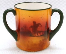 Royal Doulton Holbein Miniature Loving Cup with Cottage Scene - 5cm tall