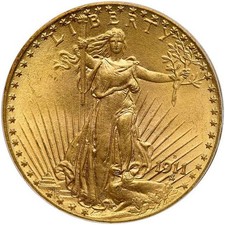 CAC! 1911 D GOLD US $20 DOLLAR SAINT GAUDENS DOUBLE EAGLE COIN PCGS MS 64, OGH