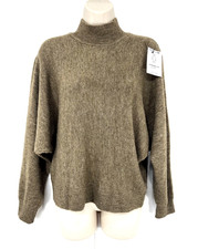 H&M Brown Soft Thin Knit Relaxed Fit Women's High Neck Batwing Jumper UK 8 10 S