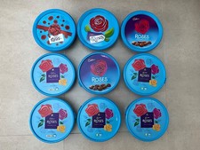 Empty Cadbury Roses Chocolates Plastic Tubs with Lids x9, Round x6, Scalloped x3