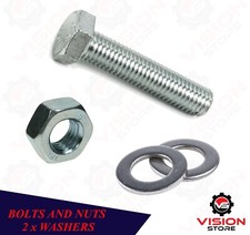 BOLTS AND NUTS M3 M4 M5 M6 M8 M10 FULLY THREADED SCREWS ZINC PLATED 2x WASHERS
