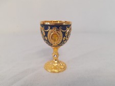 Miniature Goblet Cup Dark Blue and Gold Small Ornate Metal Goblet Cup