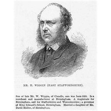 HENRY WIGGIN MP for East Staffordshire; Liberal Politician - Antique Print 1880