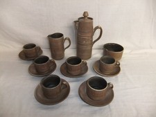 IDEN Sussex Pottery Rye 15-pc vintage coffee set unique hand made - 8E6B