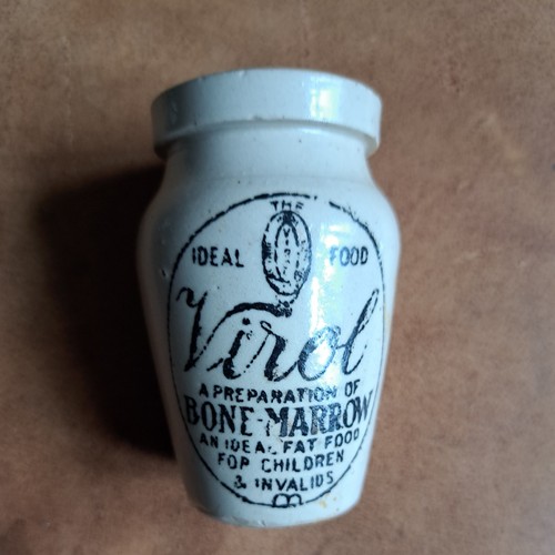 Antique virol stoneware jar - stoneware,