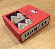 HUNTER boot socks Tall Boots - Recycled Zig-Zag Stripe - Burgundy - M, UK 3-5