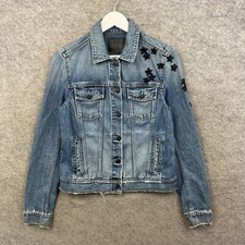 Paige Jacket Womens Small Blue Rowan Embellished Denim Trucker Type 3 Biker