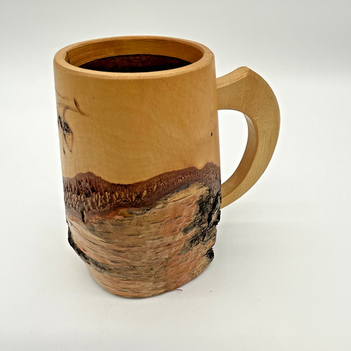 Vintage wooden beer stein - beer,