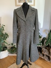 Stunning Vintage Hobbs Tweed 100% Wool Coat Overcoat Jacket Size 12 Winter