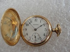 Waltham Small Pocket Watch in Double Hunter Elgin 14k Solid Gold Case, 1909