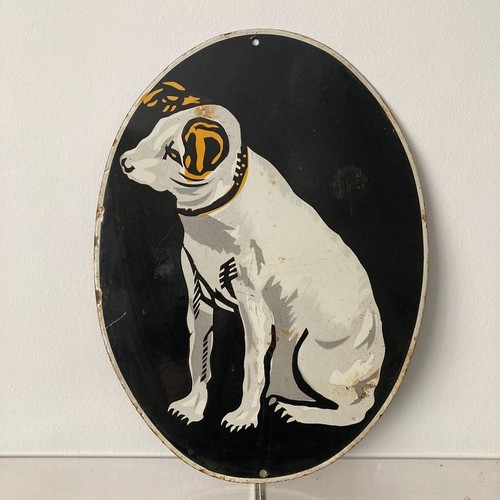 Hmv dog porcelain enamel - enamel, steel