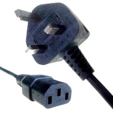 ORIGINAL IEC Power lead Cable TFT 3 Pin UK Plug For PC TV Monitor XBox PS3 PS4
