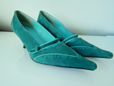 Teal Suede Tamaris Kitten Heel