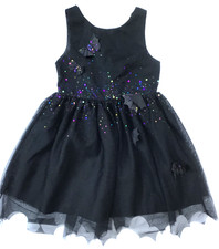 Age 5-6 Yrs H&M Black Halloween Dress Lined Sequins Bats Tulle Skirt