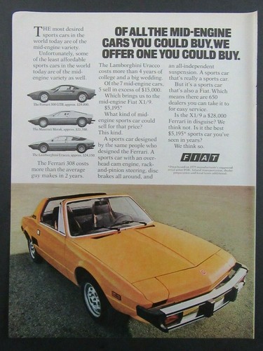 1977 fiat mid engine - xi/9, mid-engine