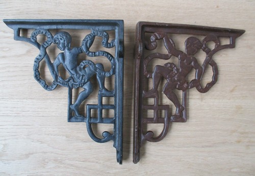 Pair cast iron vintage shelf - iron,