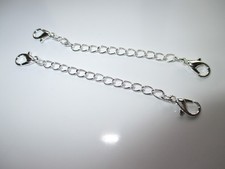 UK 2 x Double Clasp Silver Extension Necklace Bracelet  Jewellery Extender Chain
