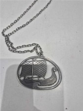 Havstad Tinn Norwegian pewter necklace viking longboat