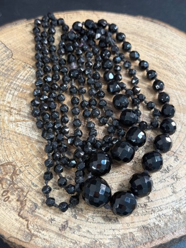 Antique black glass beaded - antique,