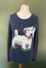 Cath Kidston Stanley Dog Jumper Blue Billie Cashmere Wool Womens Size XS UK 8