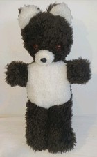 Vintage 1980s Plush Teddy Bear Soft Toy, Brown and White Teddy Orange Eyes