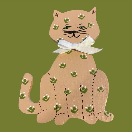 Vintage magnet beige cat - beige,