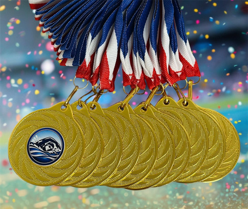 Swimming medals ribbons - 10,