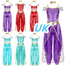 UK Kids Girls Halloween Arabian Princess Costume Jumpsuit with Choker Outfits