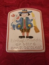 VINTAGE DANISH INGER WAAGE? PLAQUE Folk Art Design