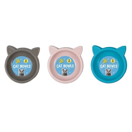 Twin cat bowls pack cute - pack,